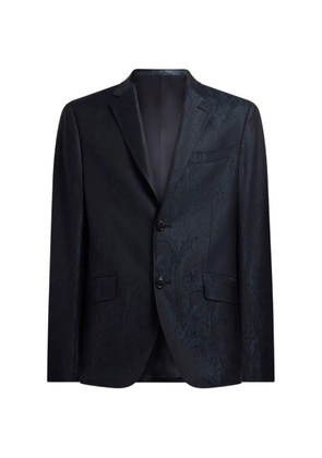 ETRO single-breasted wool jacquard jacket with Arnica motif - Blue