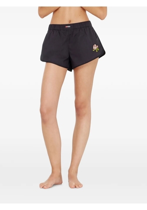 Diesel cotton boxers with floral embroidery - Black