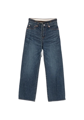 sacai belted layered-waist jeans - Blue