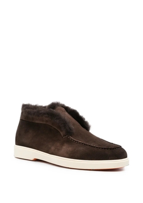 Santoni fur-trimmed loafers - Brown