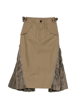sacai zip-detail midi skirt - Green
