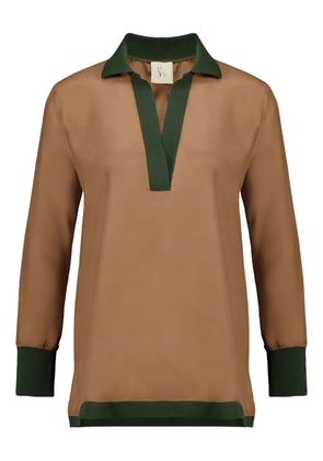 PAULA Diane V-neck long-sleeve top - Brown