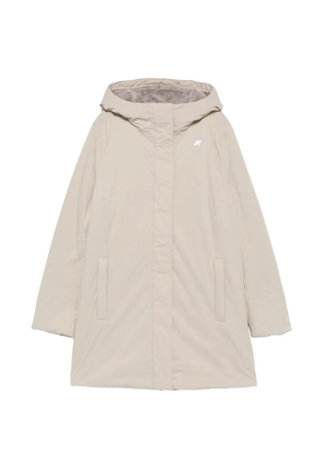 K-Way hooded logo-patch coat - Neutrals