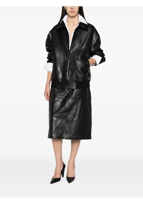 'S Max Mara Gita leather panelled midi skirt - Black