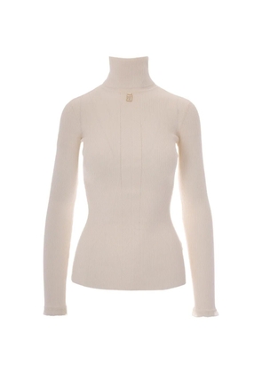 Elisabetta Franchi ribbed-knit logo-plaque sweater - Neutrals
