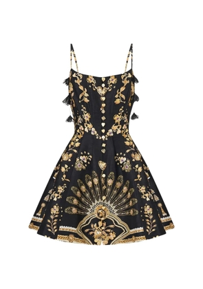 Camilla Taurus rising-print crystal-embellished corset mini dress - Black