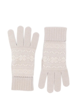 Eleventy Fair Isle-knit ribbed-cuff gloves - Neutrals