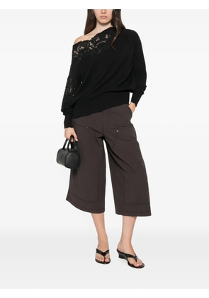 Ermanno Scervino lace-panel sequin-embellished sweater - Black