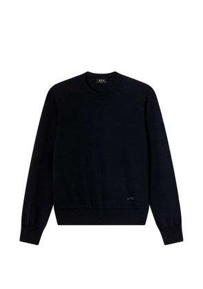 A.P.C. logo-embroidered wool sweater - Blue