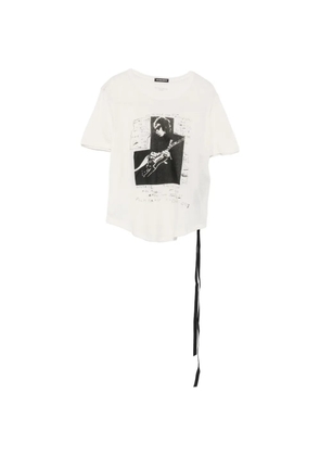 Ann Demeulemeester graphic-print ribbon-detail T-shirt - Neutrals
