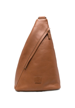 Eleventy logo-patch leather backpack - Brown