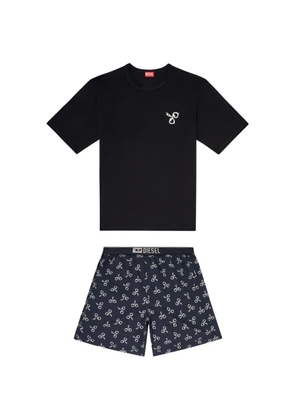 Diesel cotton pyjama set with handcuff print - Black