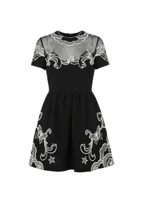 Valentino Garavani bead-embellished tulle-panel mini dress - Black