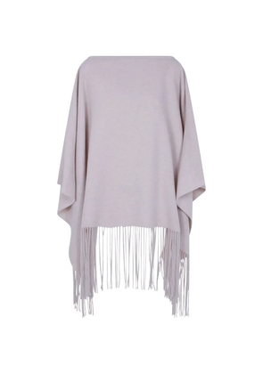 Liviana Conti fringe-trim poncho cape - Neutrals