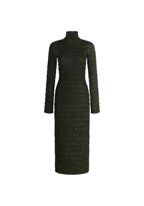 Patou midi smocked long-sleeve dress - Green