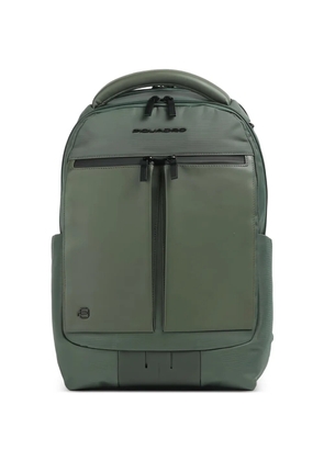 PIQUADRO panelled logo-plaque backpack - Green