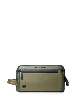 PIQUADRO logo-plaque zip-fastening wash bag - Green