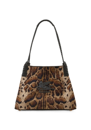 ETRO medium Libra tote bag in velvet with leopard motif - Neutrals
