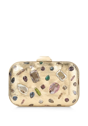 Jimmy Choo Cloud gold and multi textured metal and crystal clutch bag with cube clasp
