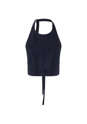 PINKO rhinestone-embellished halterneck top - Blue