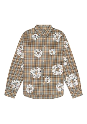 Denim Tears wreath-embellished checked shirt - Brown