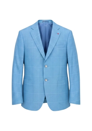 Isaia check-pattern notched-lapel jacket - Blue