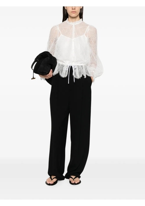 TWINSET lace-overlay drawstring blouse - White