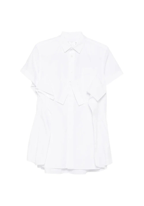 sacai ruffled-detail short-sleeve mini dress - White