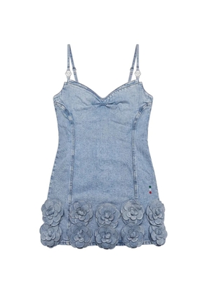 Philipp Plein denim mini dress roses strass - Blue
