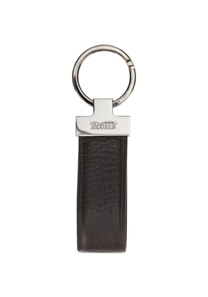 Moorer logo-plaque grained leather keyring - Brown