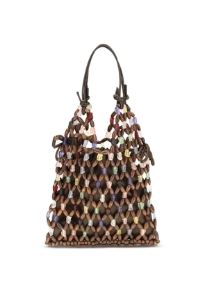 STAUD beaded-embellished mini bag - Brown