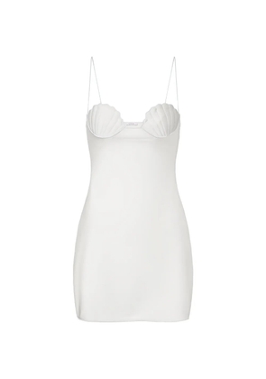 Oséree shell-detail satin-finish mini dress - White