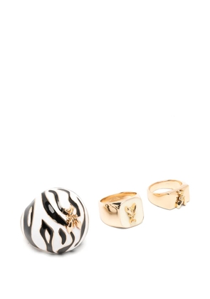 Patrizia Pepe sphere zebra-print rings set - Gold