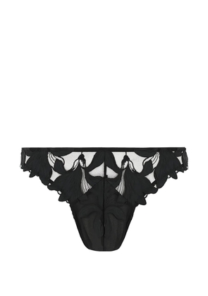 Fleur Du Mal Lily embroidered thong - Black