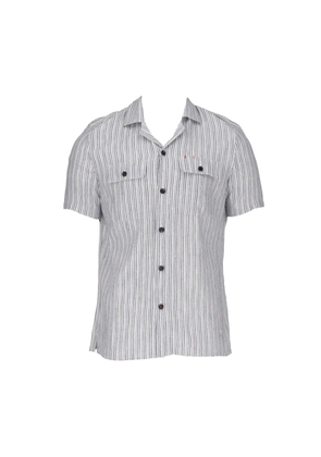 Isaia striped short-sleeved shirt - White