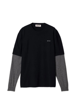 Miu Miu layered striped-sleeve sweater - Blue