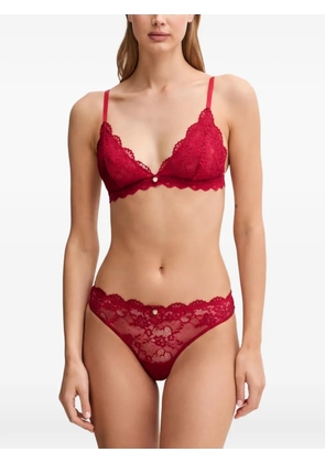 GUESS USA floral-lace scalloped-edge bravand thong set - Red