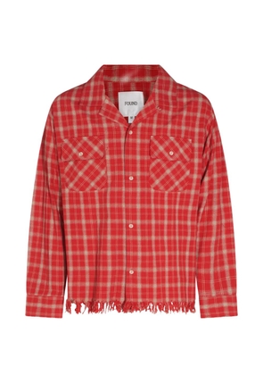 FOUND plaid frayed-edge shirt - Red