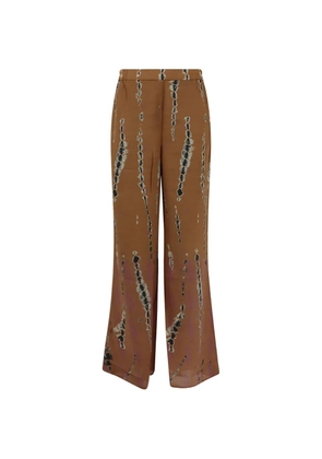 Mes Demoiselles printed silk trousers - Brown