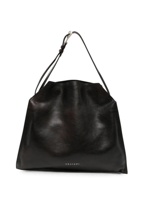 Orciani grained leather tote bag - Brown