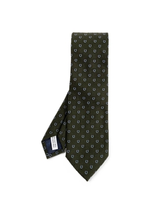 Ferragamo Gancini-pattern silk tie - Green