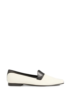 KHAITE leather-trimmed canvas loafers - Neutrals
