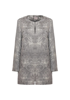 EMME Marella floral-embroidered round-neck coat - Grey