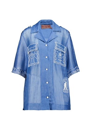 ALEMAIS Yasmeen embellished short-sleeve shirt - Blue