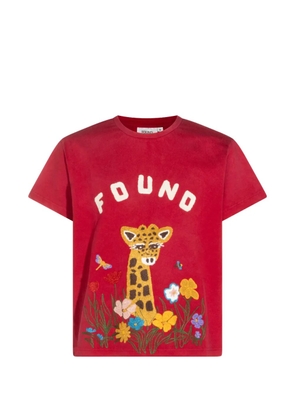 FOUND giraffe-embroidered cotton T-shirt