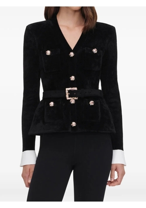 Self-Portrait black chenille knit top