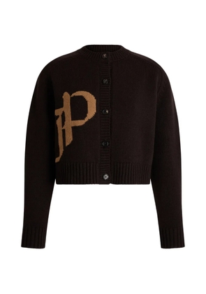Patou JP logo-intarsia cardigan - Brown