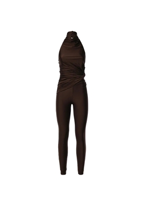 THE ANDAMANE Tatiana draped halterneck jumpsuit - Brown