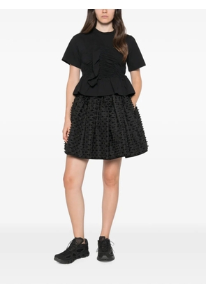 Cecilie Bahnsen Windflower-embroidered peplum T-shirt - Black