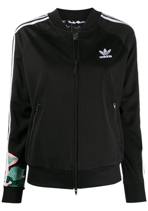 adidas graphic-print zip-up track jacket - Black